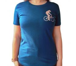 T-SHIRT MATINGOLD BICYCLE-RIDING HORSE PRINT for WOMEN - 3503