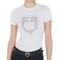 T-SHIRT EQUESTRO PINK RHINESTONES LOGO STRASS WOMEN