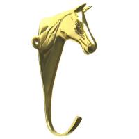 BRASS BRIDLE RACK HORSE HEAD SHAPED