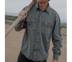 AUSTRALIAN SHIRT UNISEX CANVAS LONG SLEEVES GREY - 4052