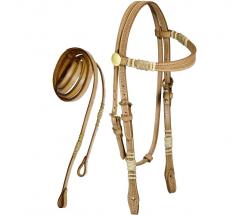 WESTERN BRIDLE EXCELLENT LEATHER BASKET PATTERN RAWHIDE DECORATION - 4330