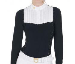 COMPETITION POLO LONG SLEEVE EQUESTRO WITH RHINESTONES FOR WOMAN - 9866